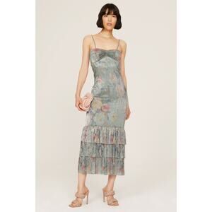 Mia Vesper Mermaid Dusty Floral Print Ruffled Sweetheart Mermaid Dress Size M